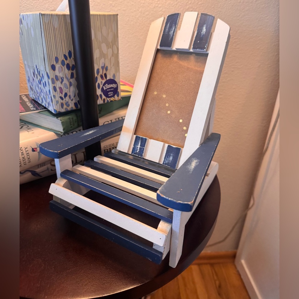 Coastal Blue and White Adirondack Chair Picture Frame